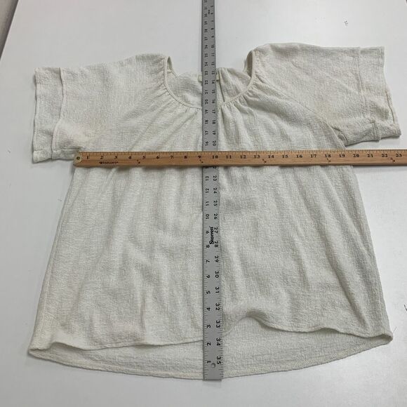 Madewell Textured Thread Top Women M Ivory Tiered Sleeve Keyhole Textured - Picture 7 of 13